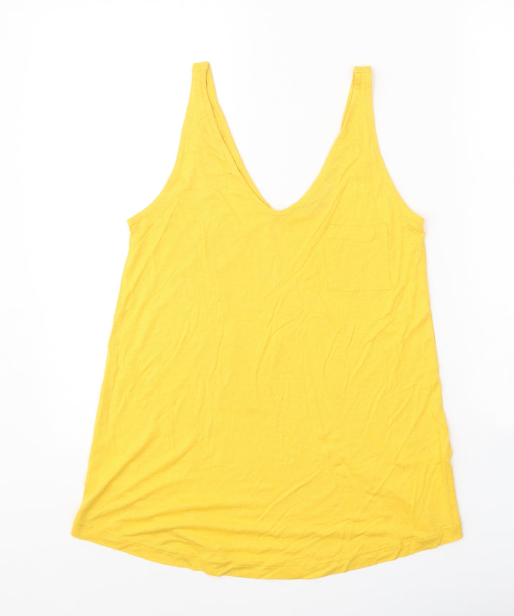 Warehouse Womens Yellow Viscose Basic Tank Size 8 V-Neck