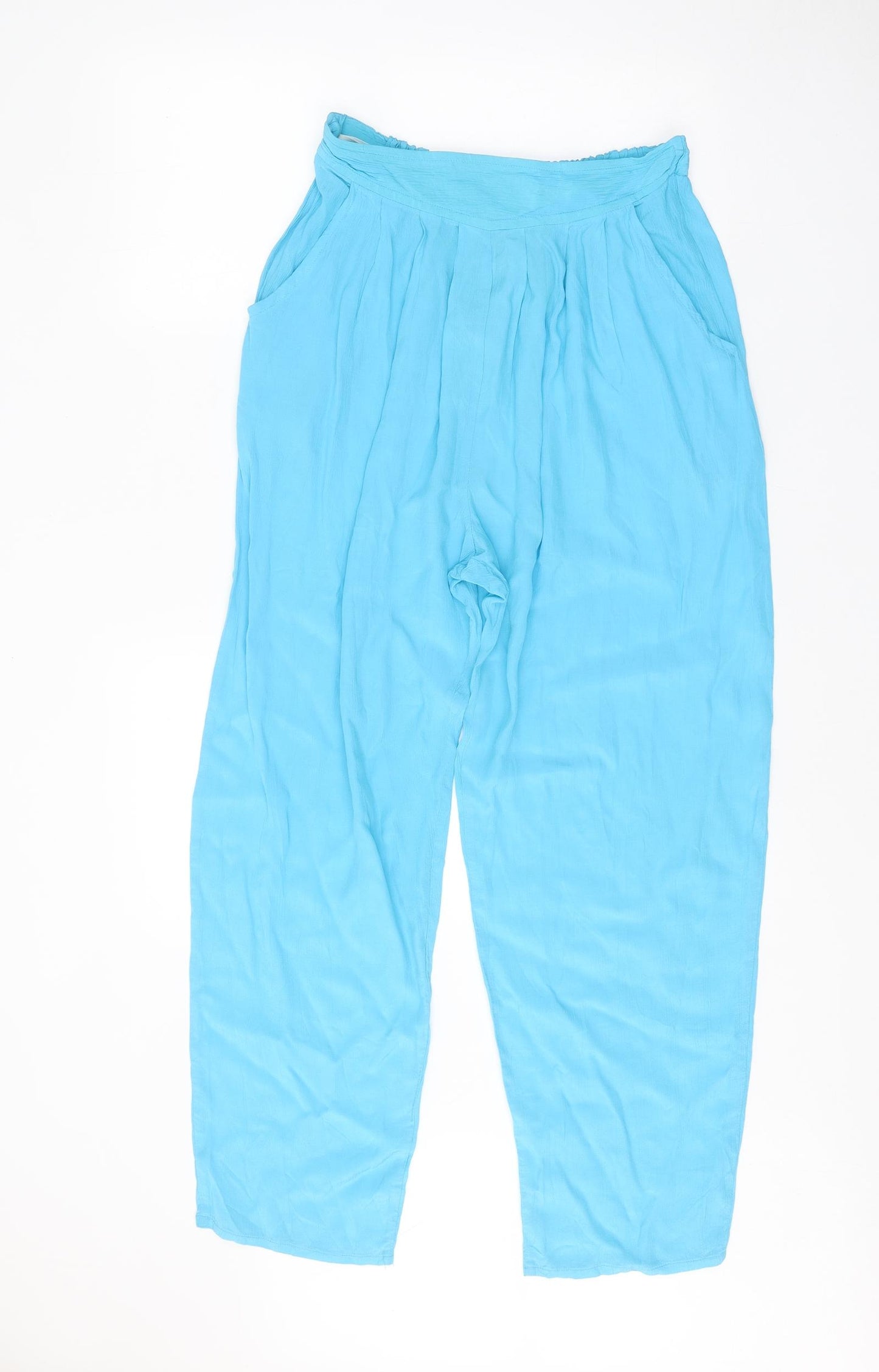 Preworn Womens Blue Viscose Trousers Size 16 Regular