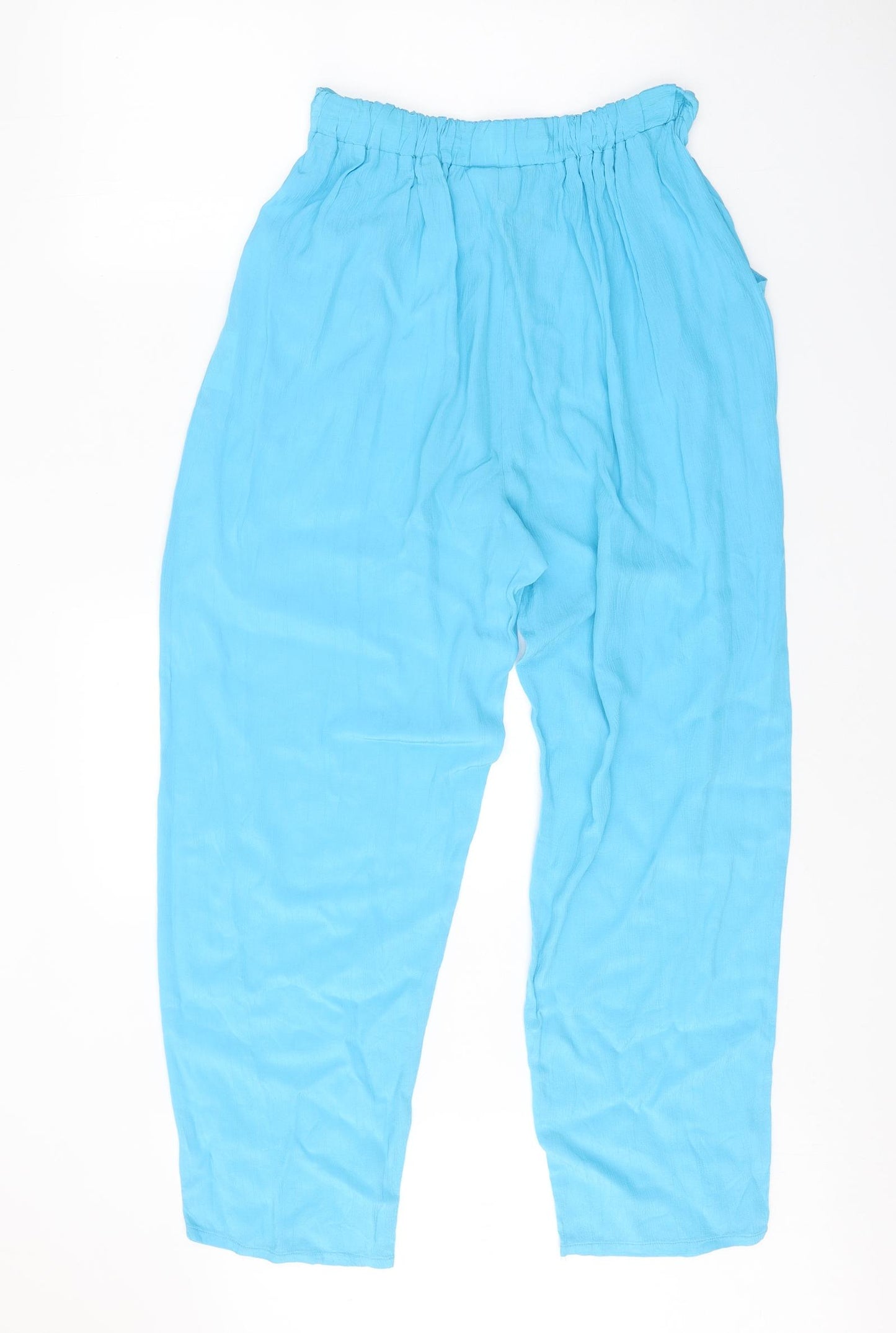 Preworn Womens Blue Viscose Trousers Size 16 Regular