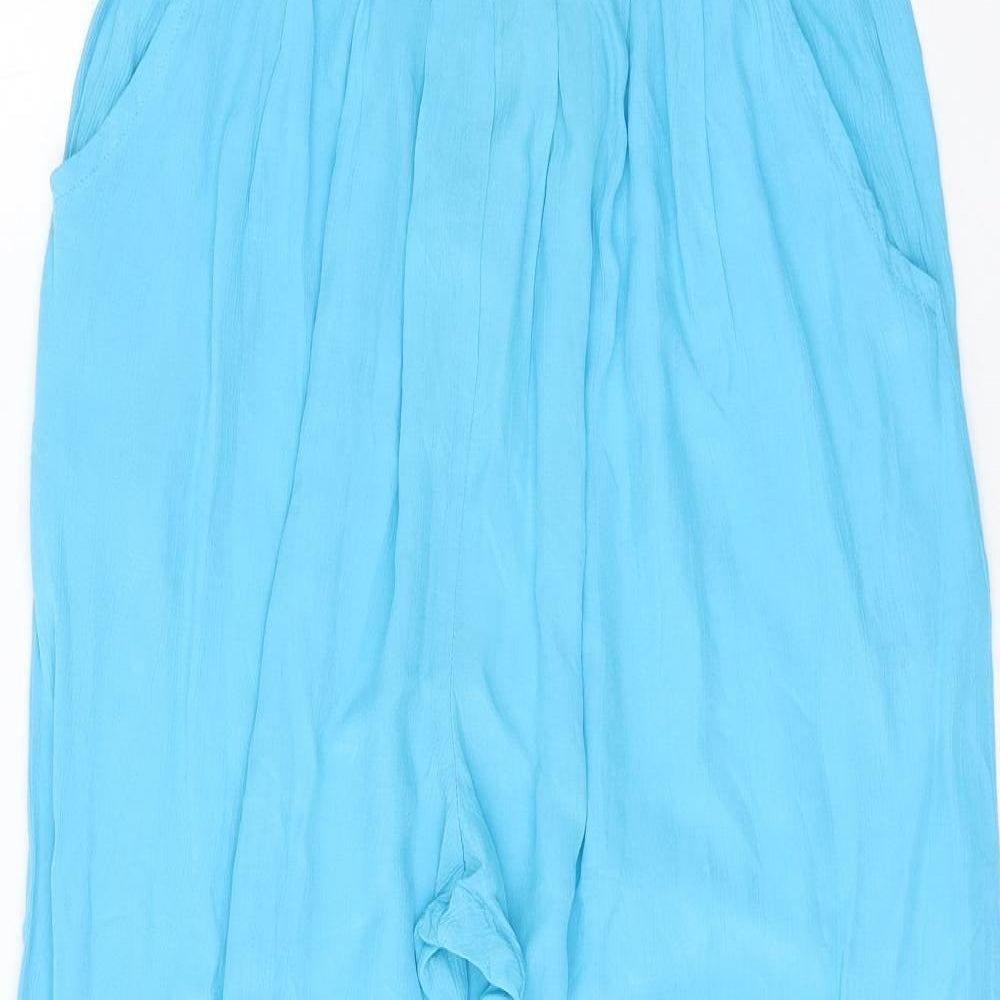 Preworn Womens Blue Viscose Trousers Size 16 Regular