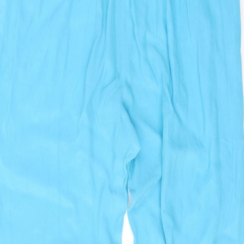 Preworn Womens Blue Viscose Trousers Size 16 Regular
