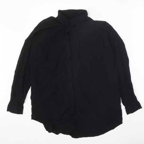 ASOS Womens Black Viscose Basic Button-Up Size 8 Collared