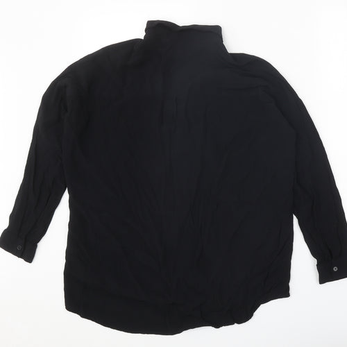 ASOS Womens Black Viscose Basic Button-Up Size 8 Collared