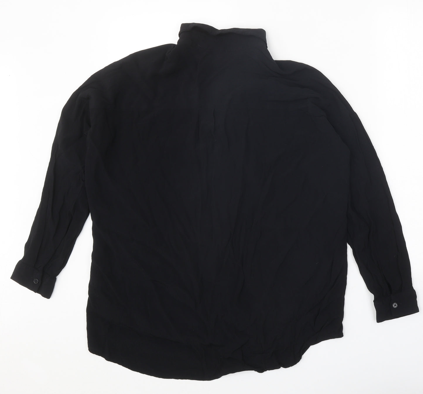 ASOS Womens Black Viscose Basic Button-Up Size 8 Collared