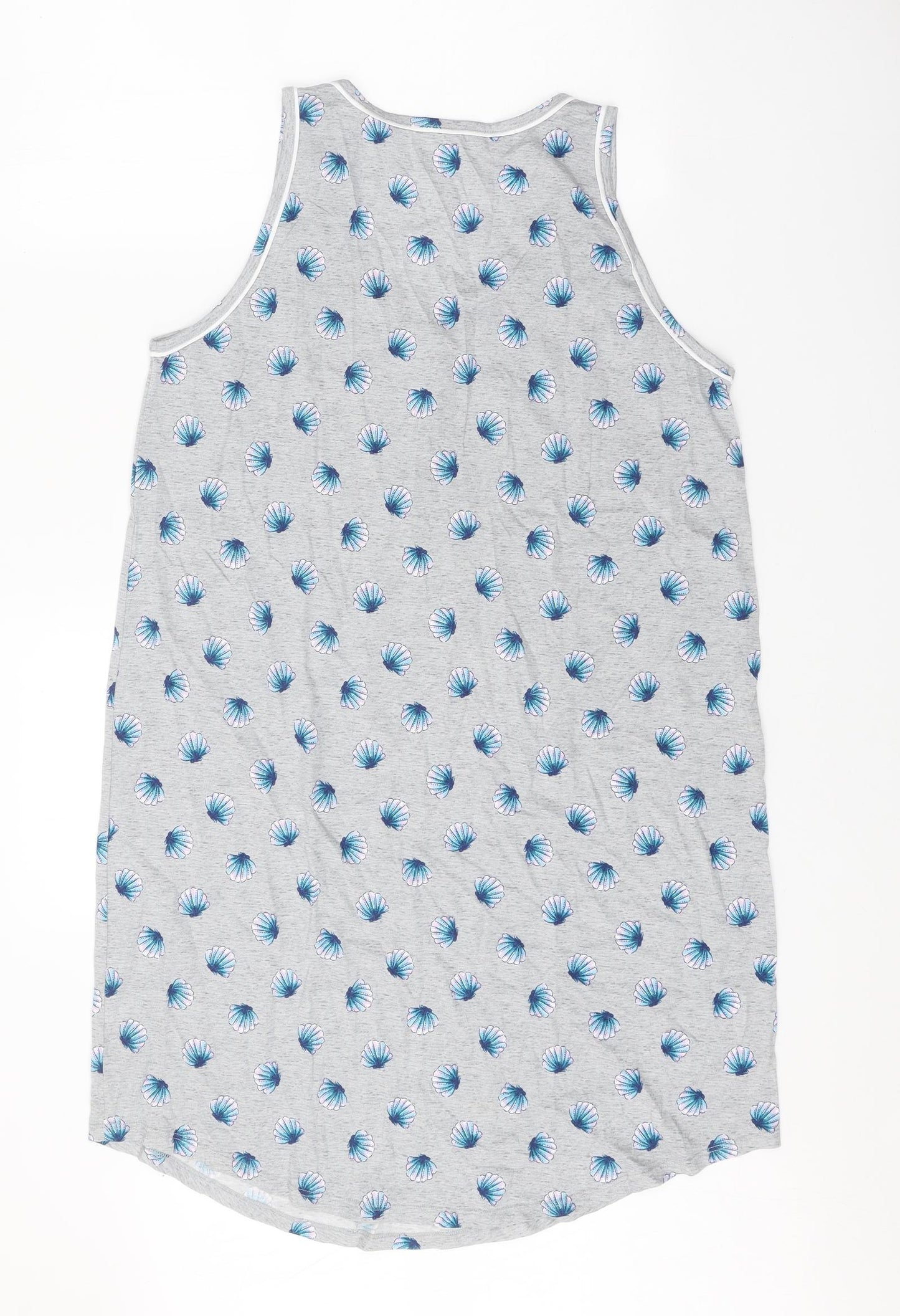 John Lewis Womens Grey Geometric 100% Cotton A-Line Size 14 Scoop Neck Button