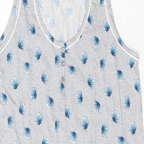 John Lewis Womens Grey Geometric 100% Cotton A-Line Size 14 Scoop Neck Button