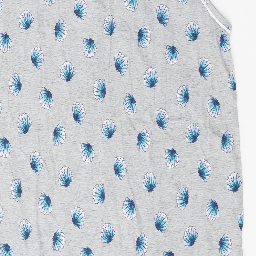 John Lewis Womens Grey Geometric 100% Cotton A-Line Size 14 Scoop Neck Button