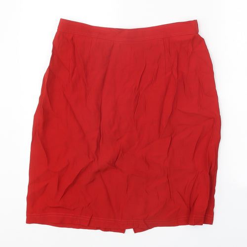 Carole Little Womens Red Acetate A-Line Skirt Size 12 Zip