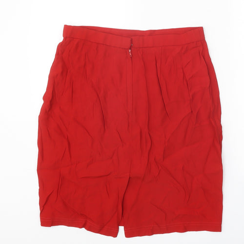Carole Little Womens Red Acetate A-Line Skirt Size 12 Zip