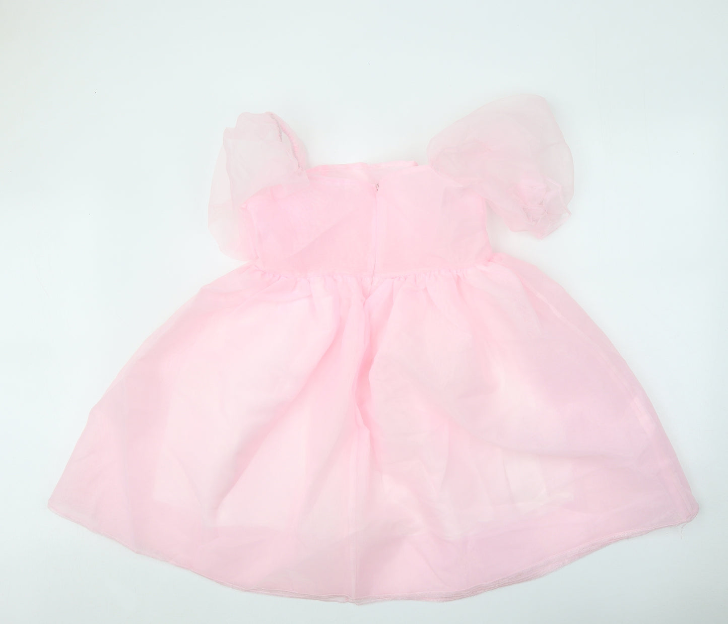 Preworn Womens Pink Cotton Skater Dress Size M Scoop Neck Zip