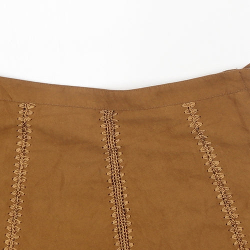 Divided Womens Brown Geometric Polyester Swing Skirt Size 8 Zip