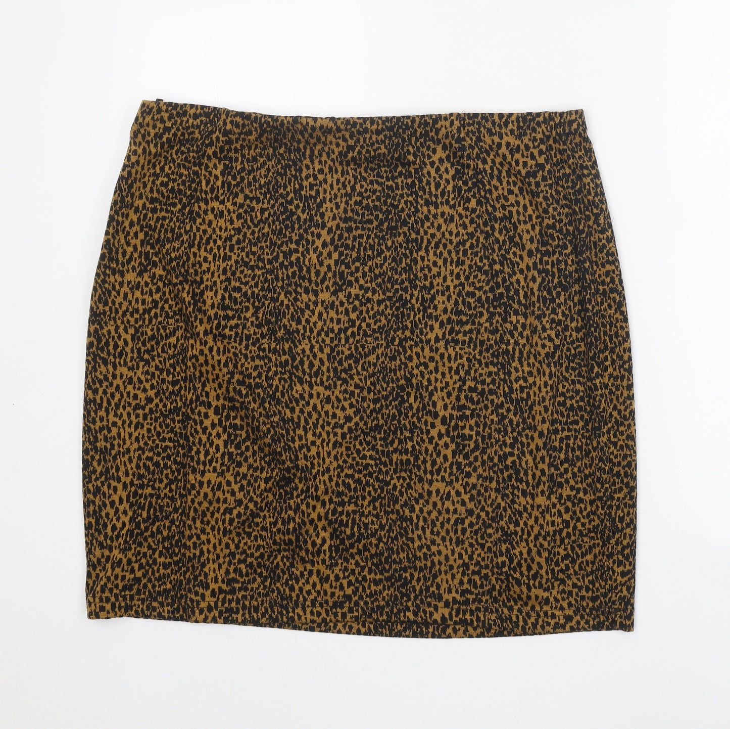 Papaya Womens Brown Animal Print Polyester Bandage Skirt Size 18 - Leopard Pattern