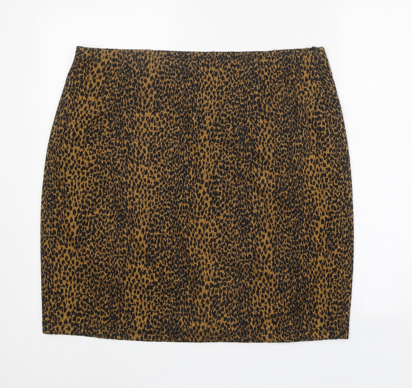 Papaya Womens Brown Animal Print Polyester Bandage Skirt Size 18 - Leopard Pattern