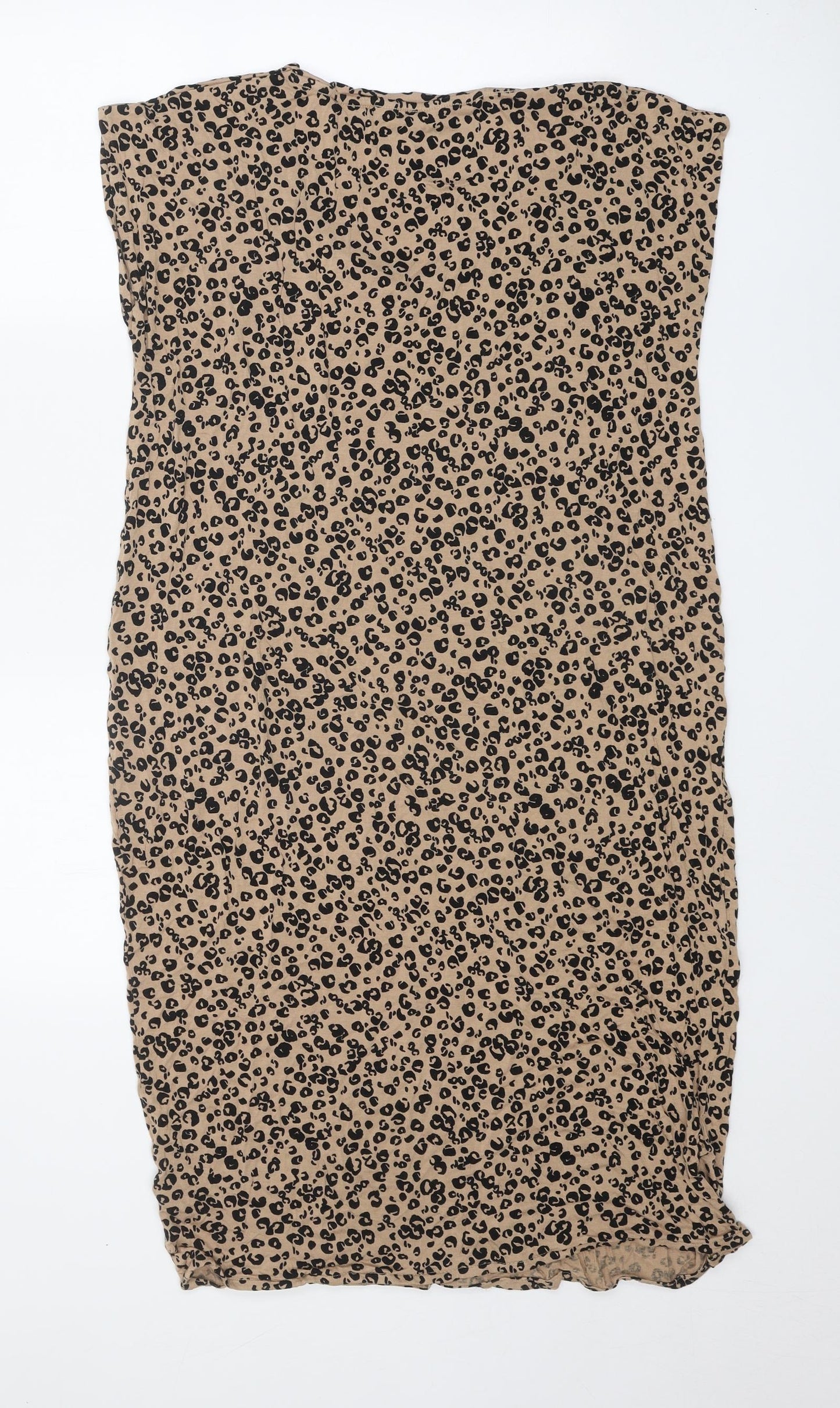 Marks and Spencer Womens Brown Animal Print Viscose Shift Size 10 Round Neck Pullover