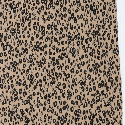 Marks and Spencer Womens Brown Animal Print Viscose Shift Size 10 Round Neck Pullover