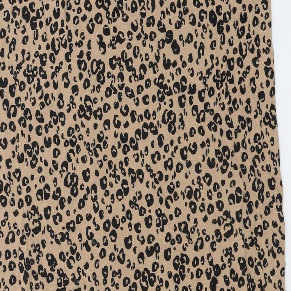 Marks and Spencer Womens Brown Animal Print Viscose Shift Size 10 Round Neck Pullover
