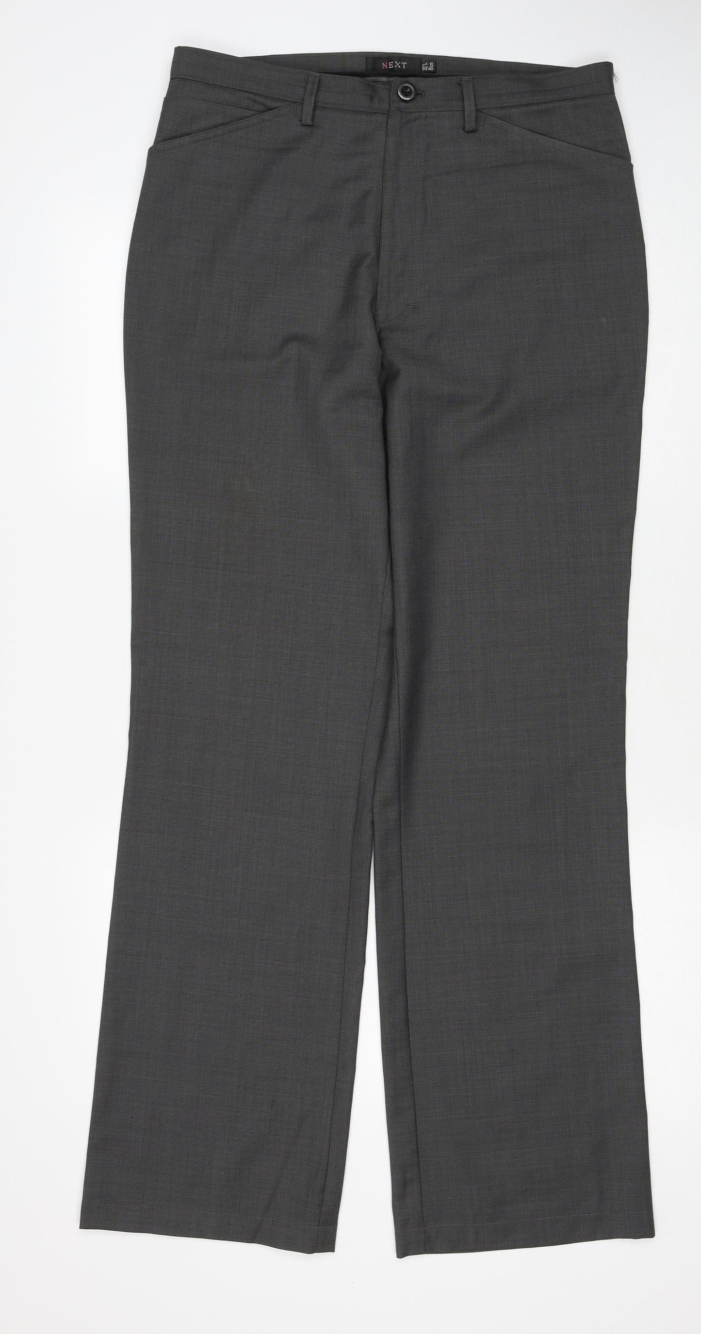 NEXT Womens Grey Wool Trousers Size 32 in Regular Zip