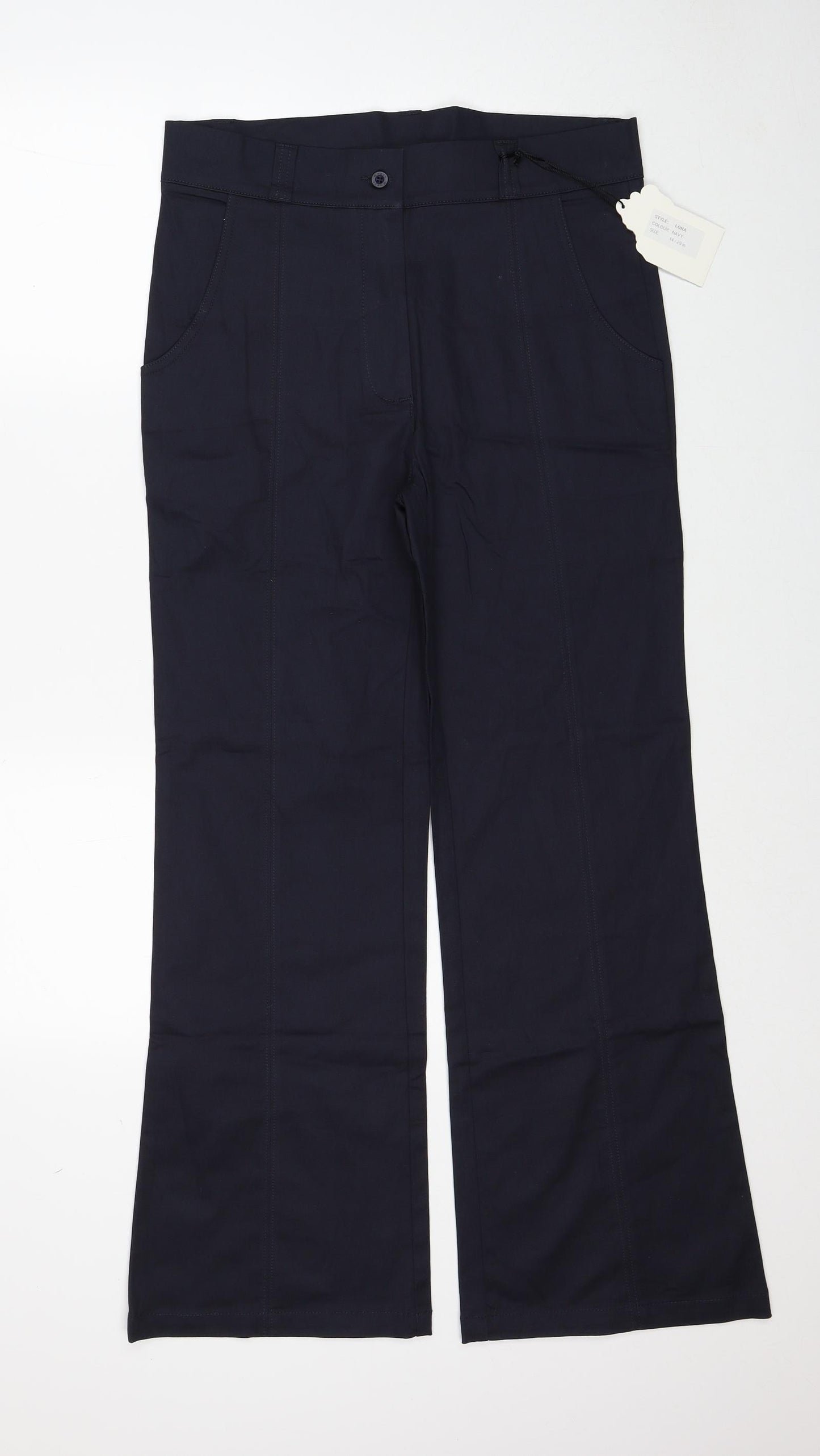 Moose Golf Womens Black Cotton Trousers Size 14 L29 in Regular Zip
