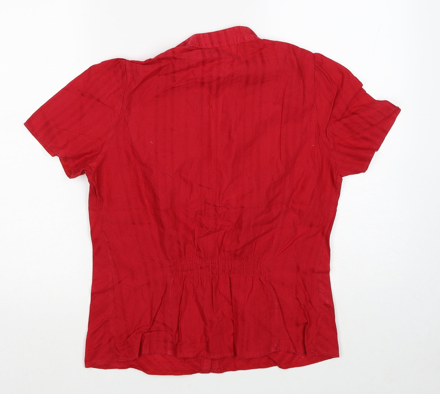 Country Casuals Womens Red Cotton Basic Button-Up Size 12 V-Neck