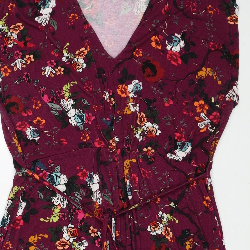 Joe Browns Womens Multicoloured Floral Viscose A-Line Size 16 V-Neck Pullover