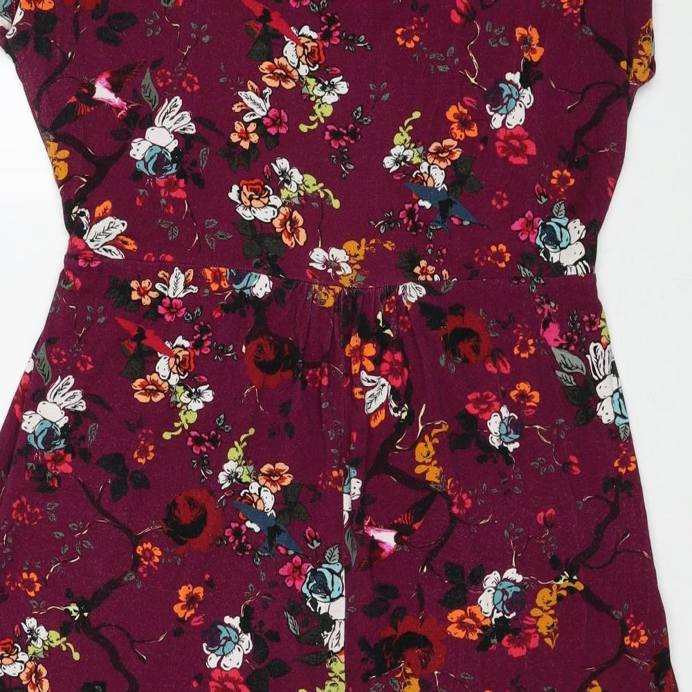 Joe Browns Womens Multicoloured Floral Viscose A-Line Size 16 V-Neck Pullover