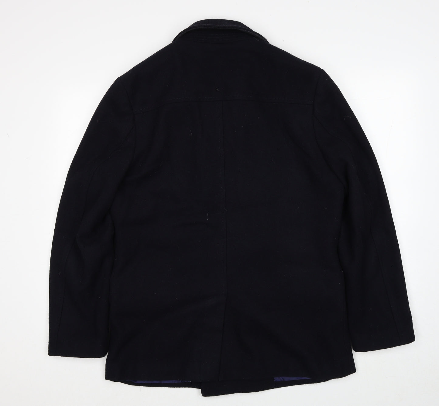 Debenhams Mens Black Pea Coat Coat Size M Button