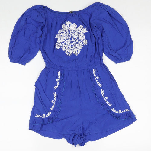 Quiz Womens Blue Polyester Playsuit One-Piece Size 6 Pullover