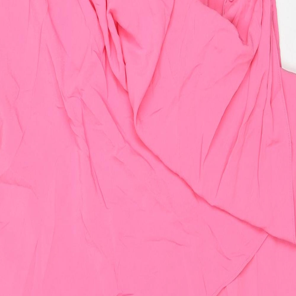 Zara Womens Pink Viscose A-Line Size S One Shoulder Zip