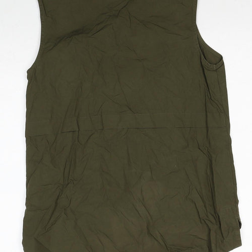NEXT Womens Green Cotton Basic Blouse Size 12 Round Neck