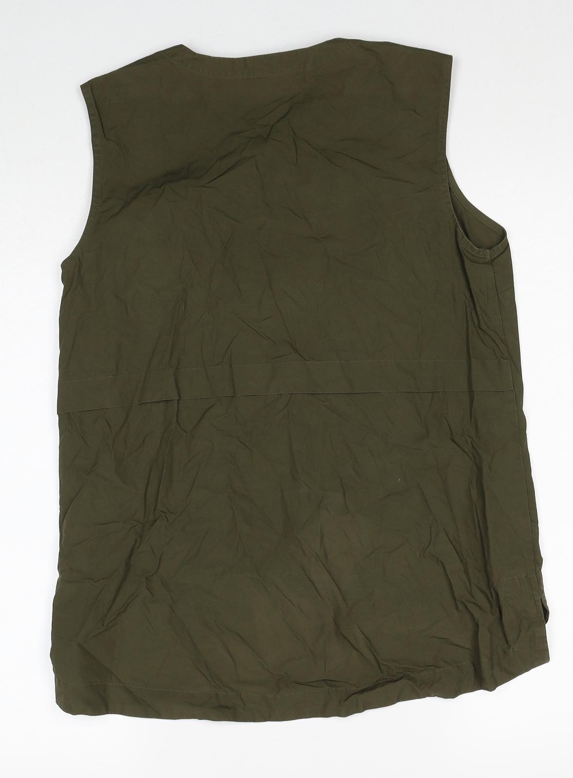 NEXT Womens Green Cotton Basic Blouse Size 12 Round Neck