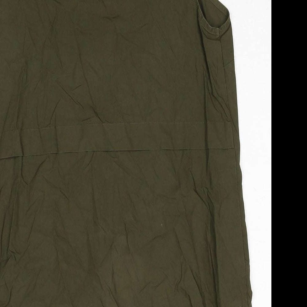 NEXT Womens Green Cotton Basic Blouse Size 12 Round Neck
