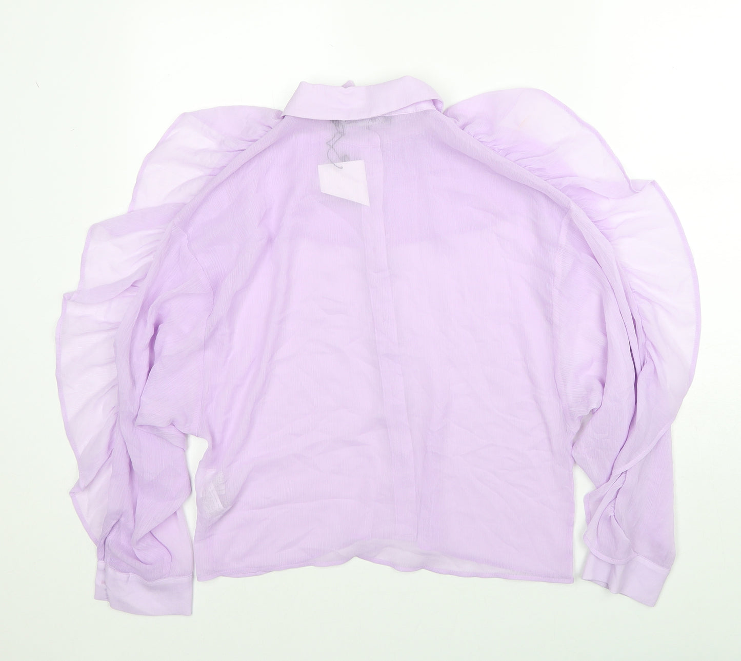 Zara Womens Purple Polyester Basic Button-Up Size S Collared