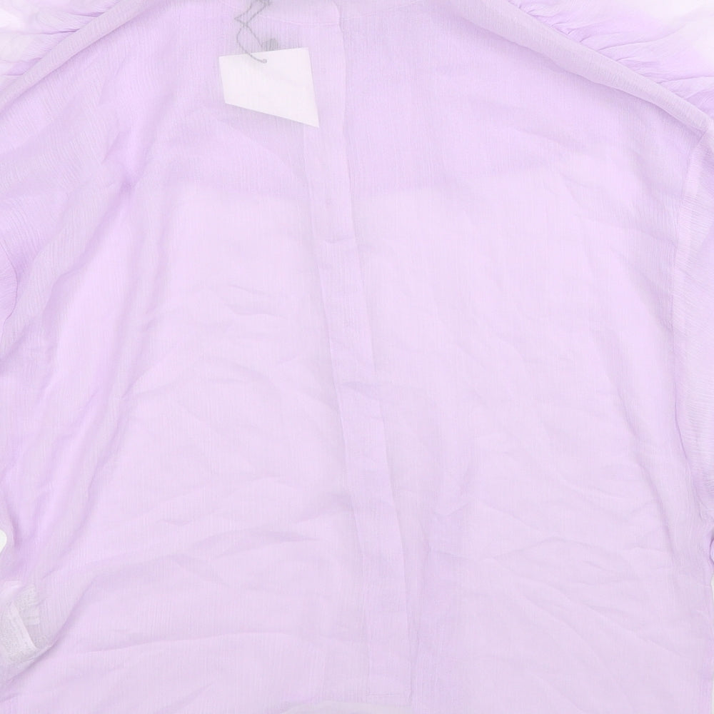 Zara Womens Purple Polyester Basic Button-Up Size S Collared