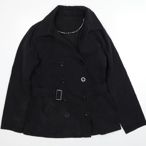 F&F Womens Black Pea Coat Coat Size 14 Button