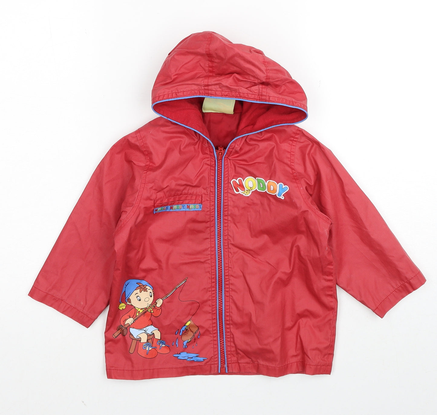 Mothercare Boys Red Rain Coat Coat Size 12-18 Months Zip - Noddy