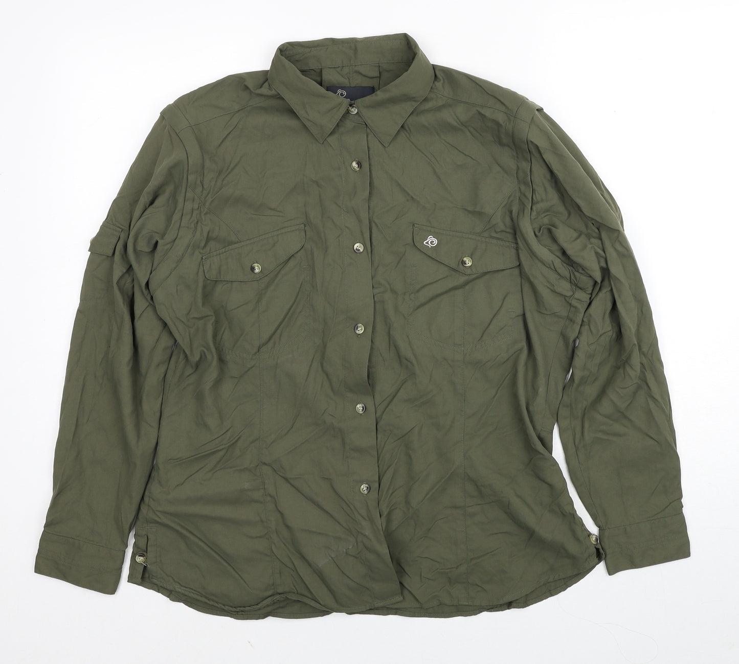 Craghoppers Womens Green Polyamide Basic Button-Up Size 18 Collared