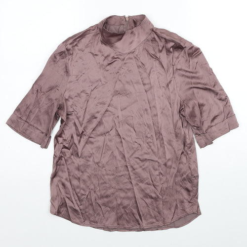YAYA Womens Brown Viscose Basic Blouse Size 6 Mock Neck