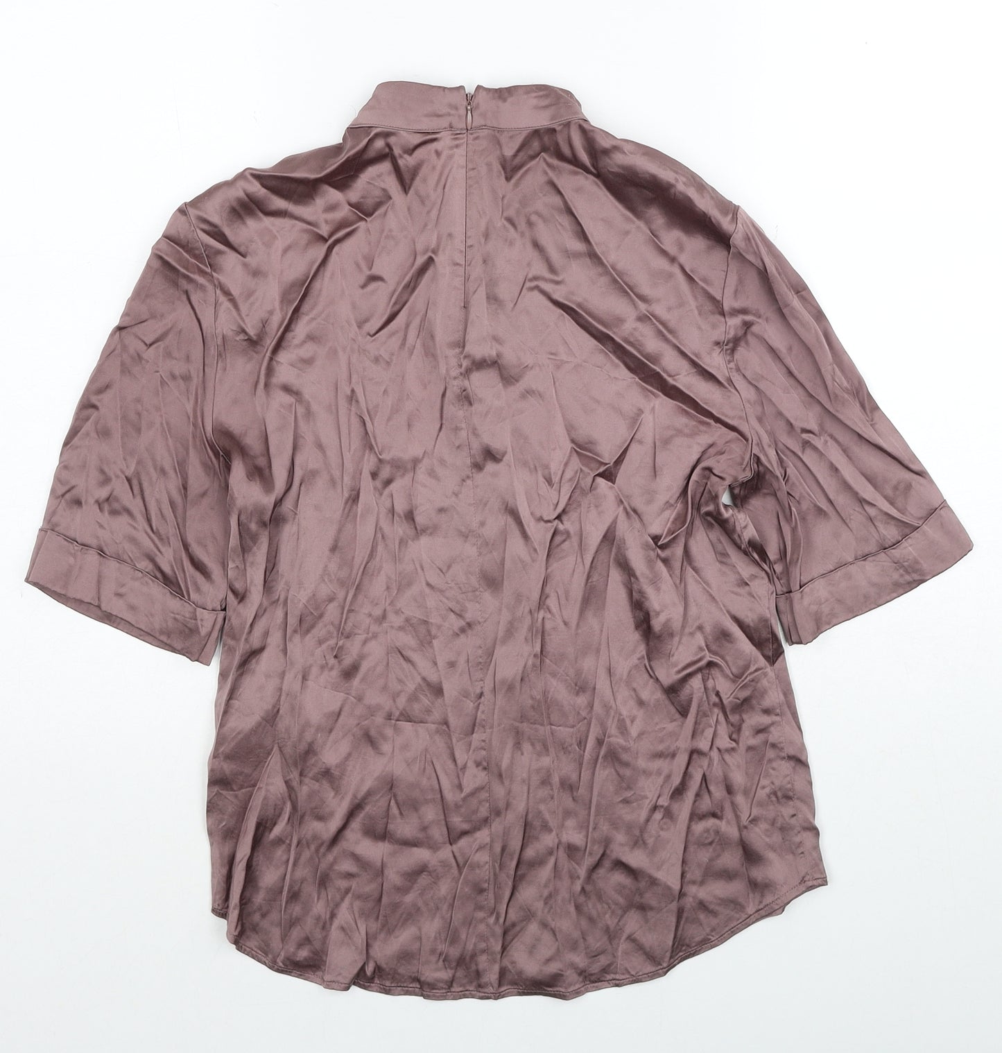 YAYA Womens Brown Viscose Basic Blouse Size 6 Mock Neck