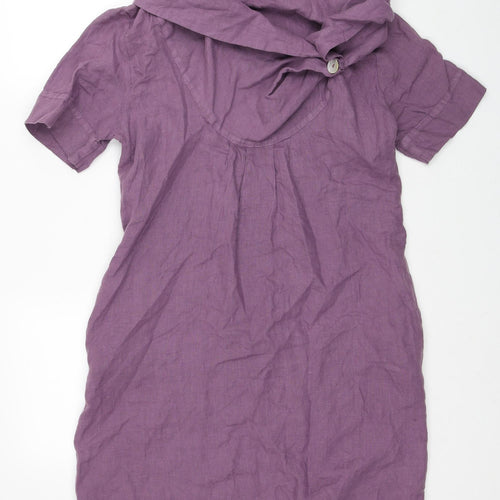 Luana Womens Purple Linen A-Line Size XS Roll Neck Pullover