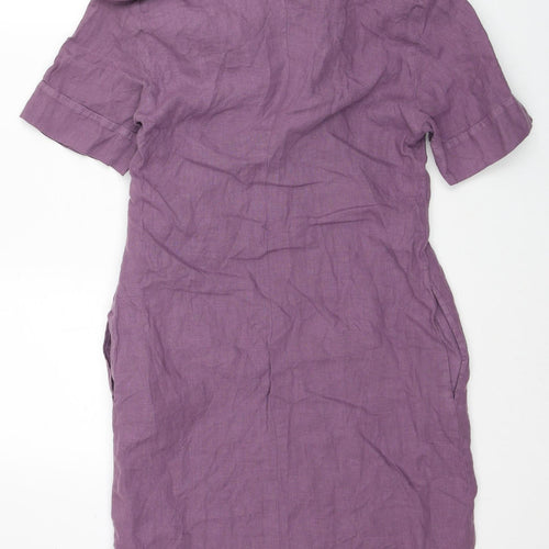 Luana Womens Purple Linen A-Line Size XS Roll Neck Pullover