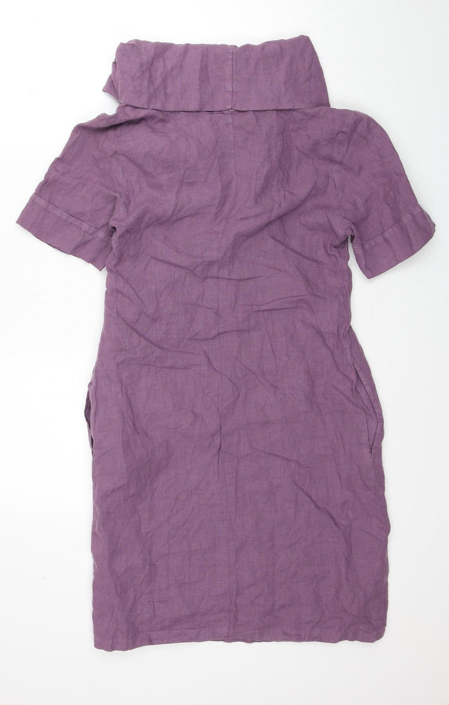 Luana Womens Purple Linen A-Line Size XS Roll Neck Pullover