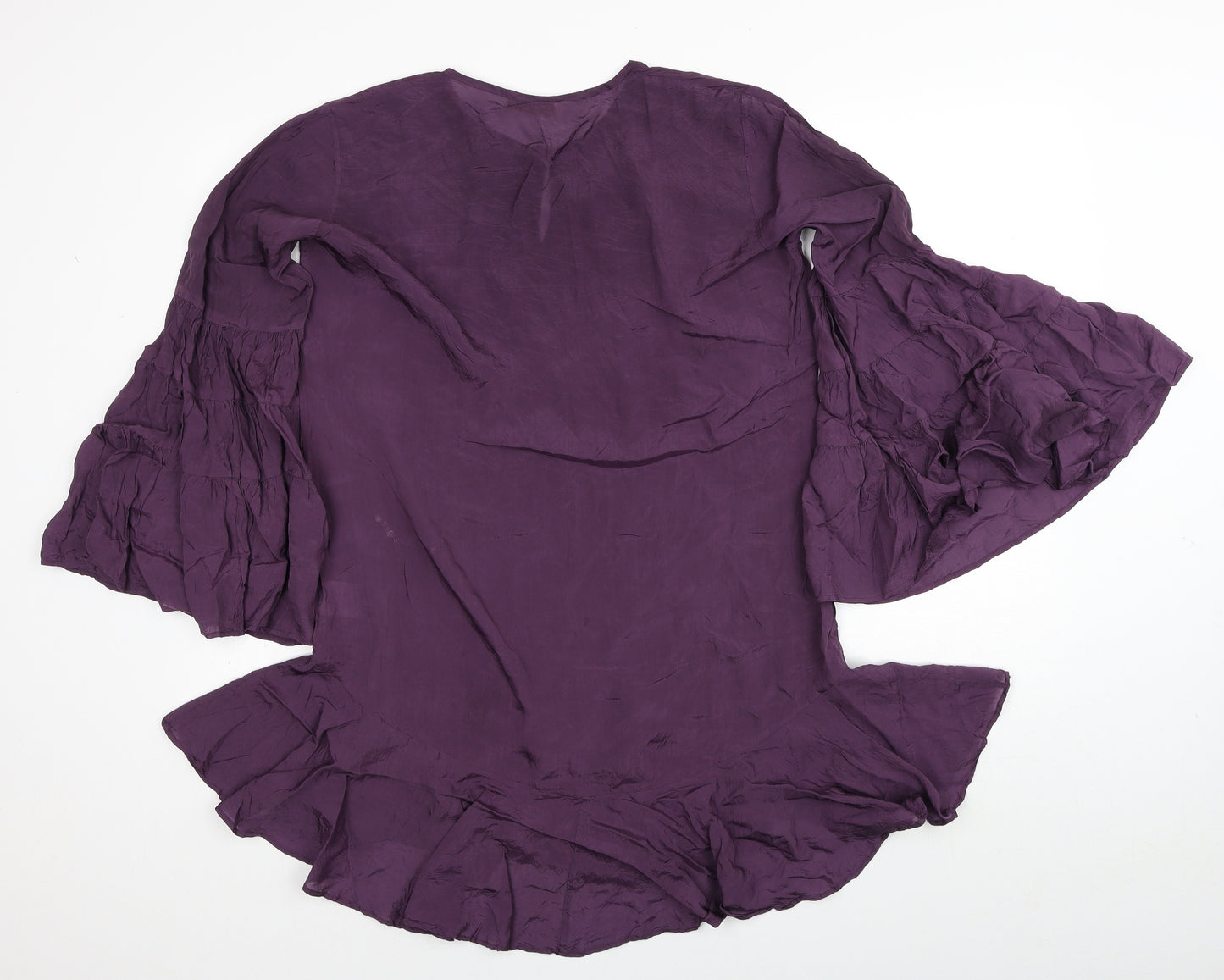 Mes Demoiselles Womens Purple Viscose Shift Size 10 Round Neck Button - Drop hem