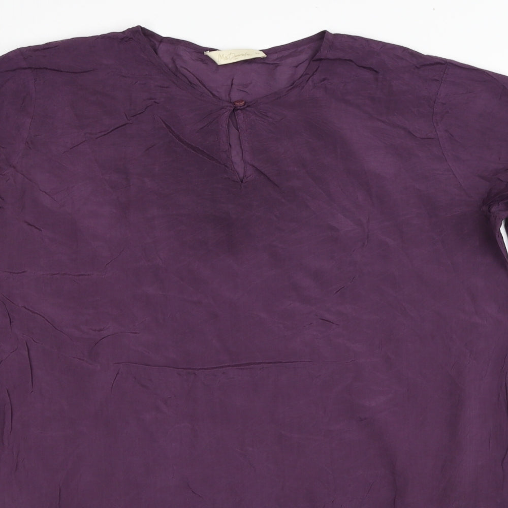 Mes Demoiselles Womens Purple Viscose Shift Size 10 Round Neck Button - Drop hem