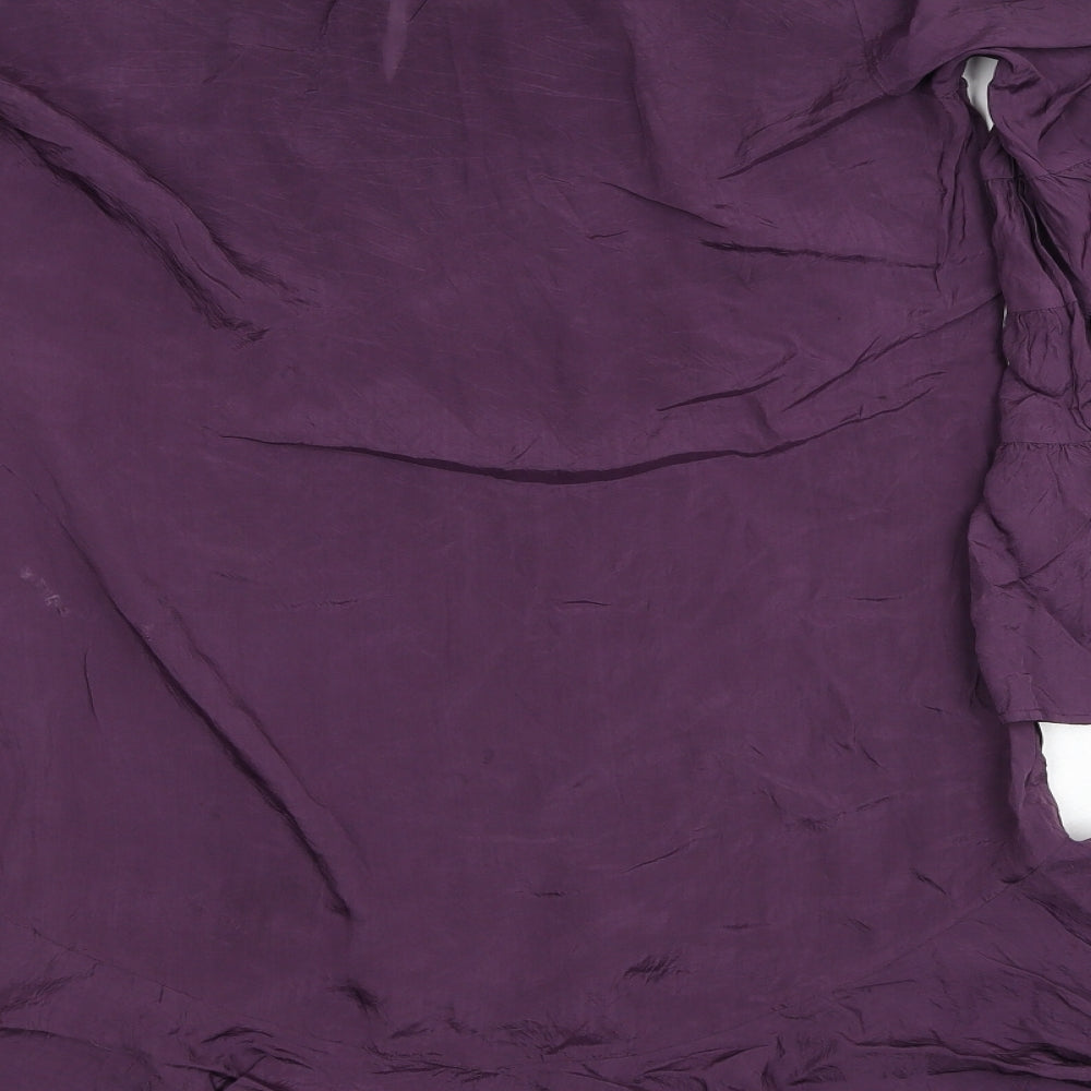 Mes Demoiselles Womens Purple Viscose Shift Size 10 Round Neck Button - Drop hem