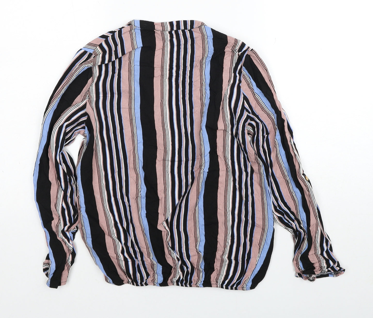Selected Womens Multicoloured Striped Viscose Basic Blouse Size 10 V-Neck