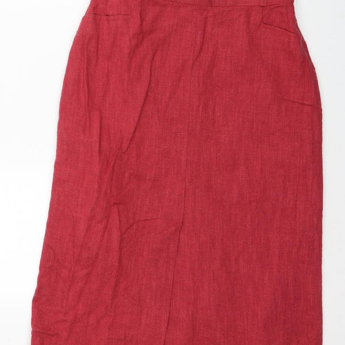 Preworn Womens Red Polyester A-Line Skirt Size 28 in Zip