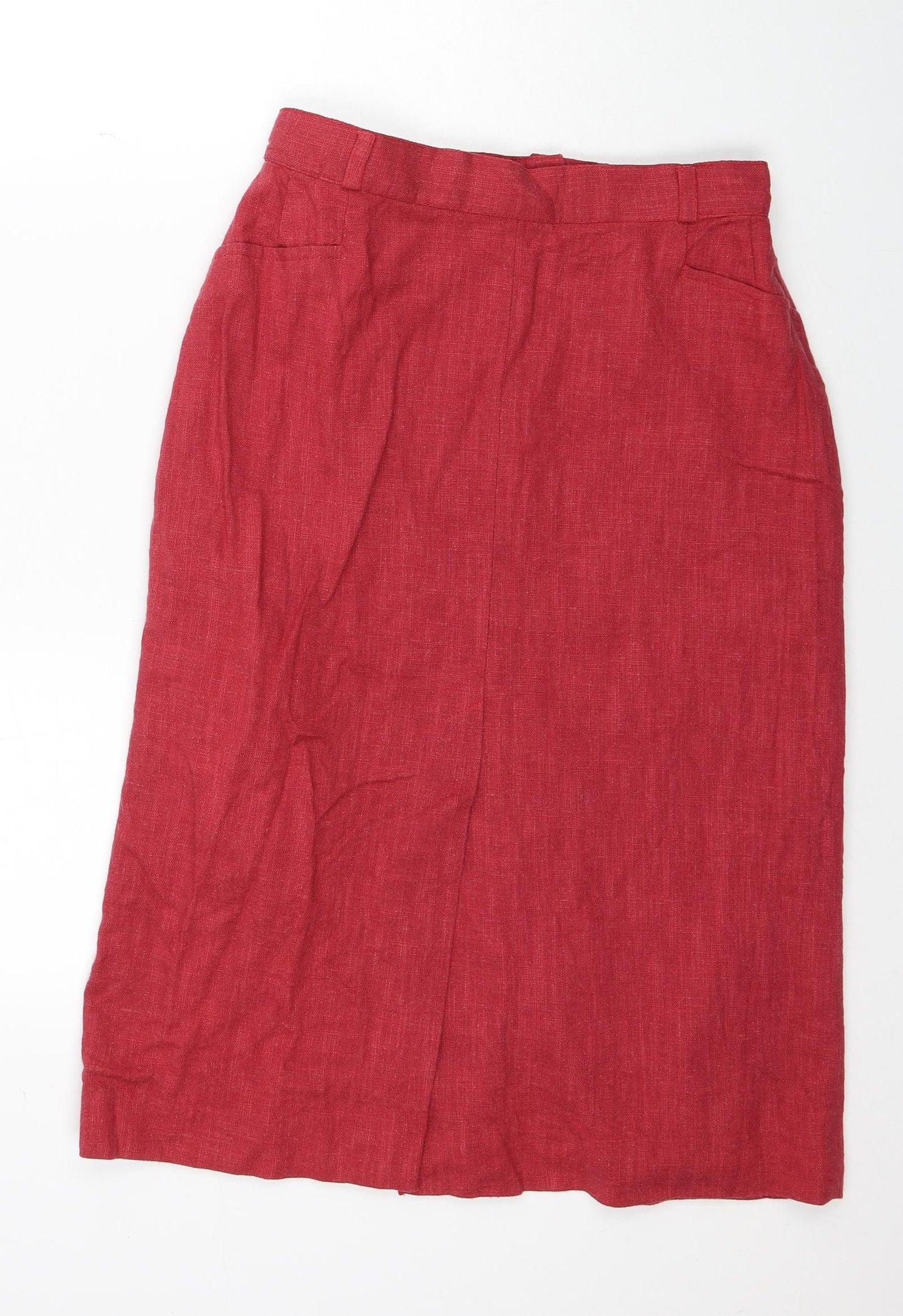 Preworn Womens Red Polyester A-Line Skirt Size 28 in Zip