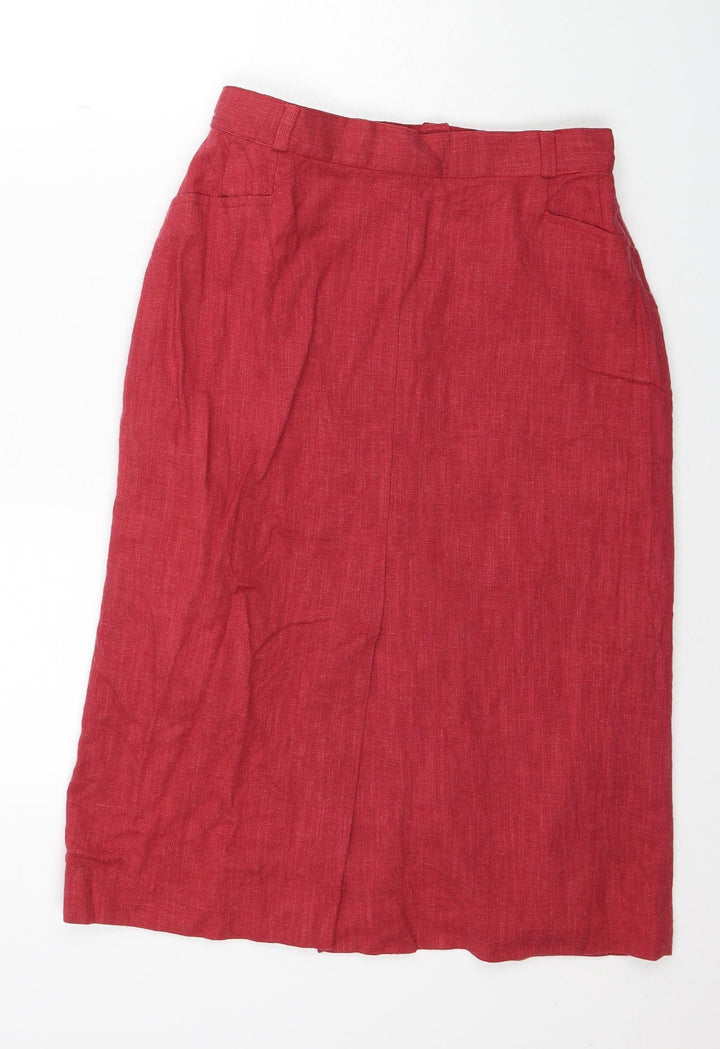 Preworn Womens Red Polyester A-Line Skirt Size 28 in Zip