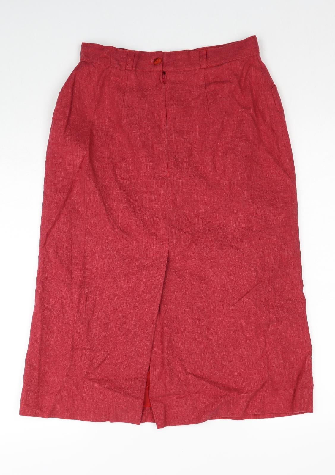 Preworn Womens Red Polyester A-Line Skirt Size 28 in Zip