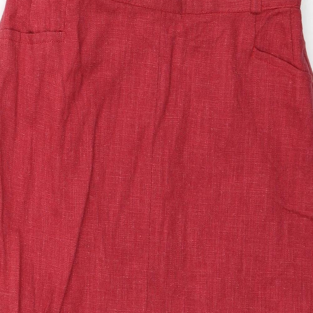 Preworn Womens Red Polyester A-Line Skirt Size 28 in Zip